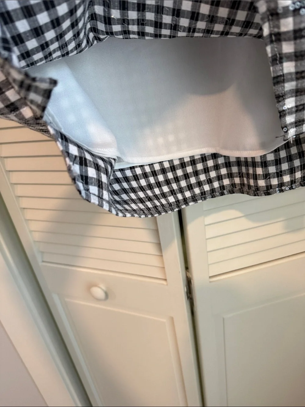 English Factory Black and White Gingham Puff Sleeve Top